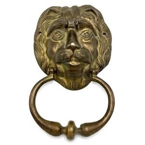 Vintage Brass Lions Head Door Knocker Georgian Traditional Architectural Detail